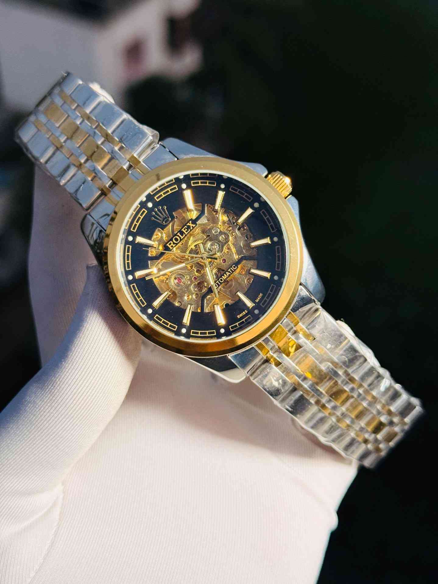 Rolex Luxury Men's Skeleton Automatic Watch Stainless Steel